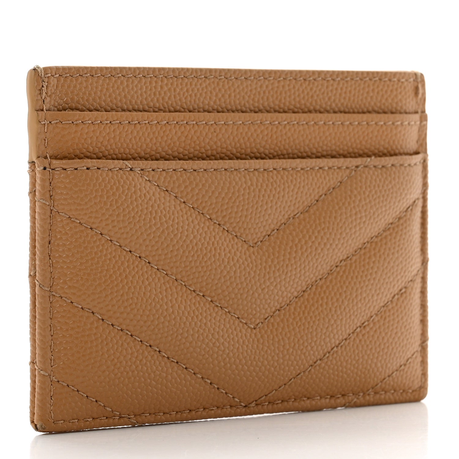 Saint Laurent Grain De Poudre Matelasse Chevron Monogram Credit Card Case Cork 3 of 8