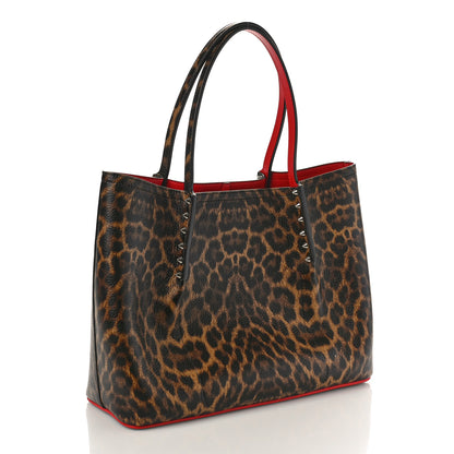 Christian Louboutin Calfskin Empire Leopard Print Spiked Small Cabarock Shopper Tote Brown 2 of 8