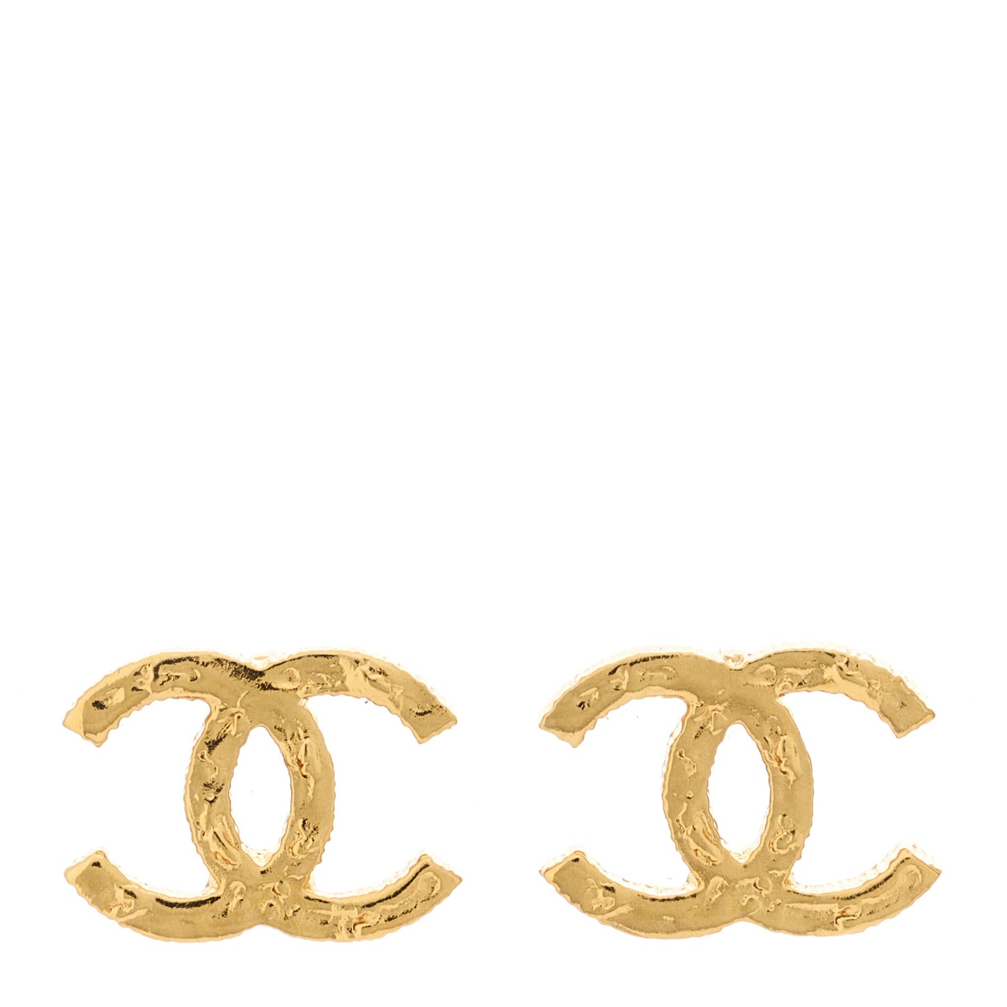 Metal Textured CC Earrings Gold