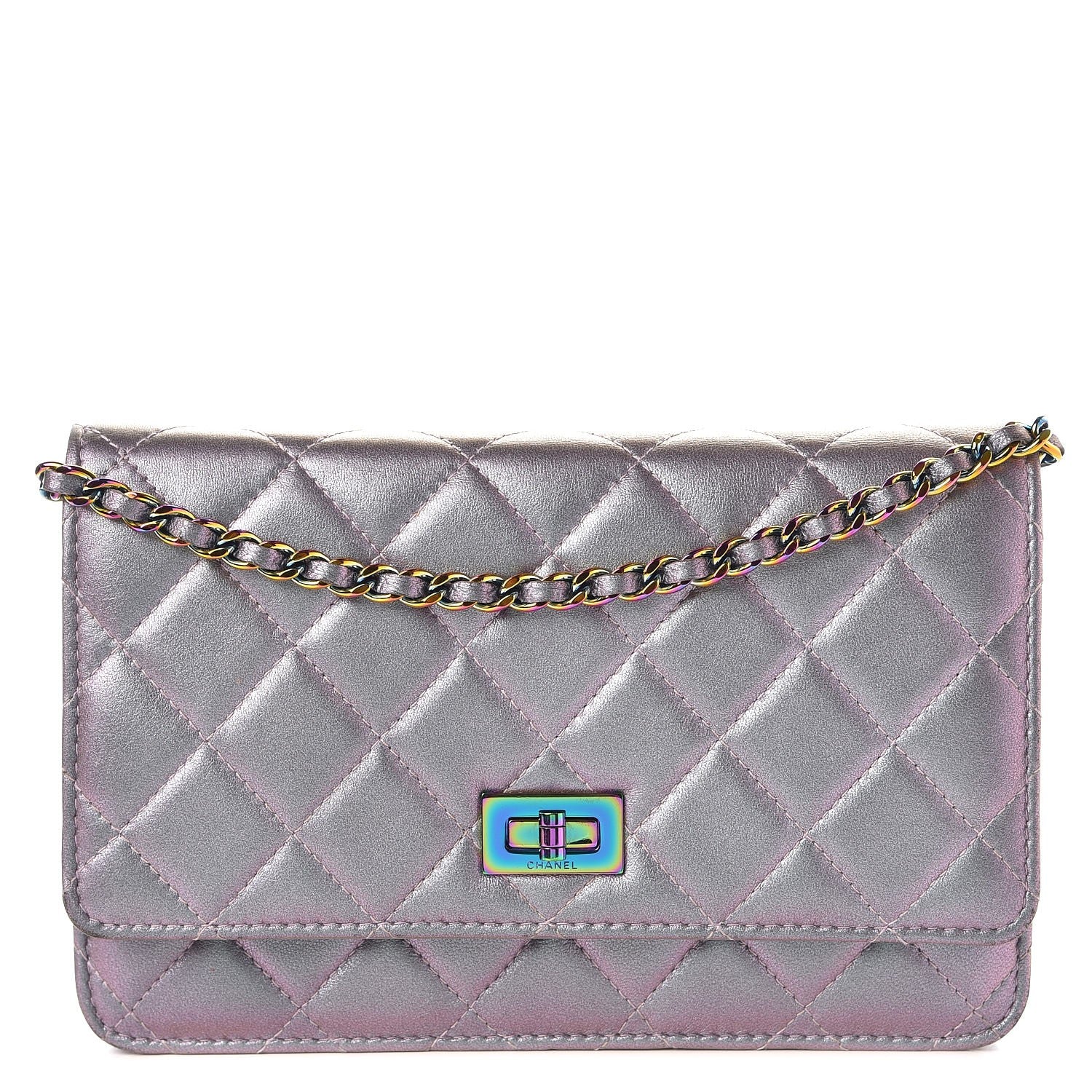 Chanel Iridescent Lambskin Quilted Reissue Wallet On Chain WOC Light Purple 1 of 8