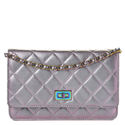 Chanel Iridescent Lambskin Quilted Reissue Wallet On Chain WOC Light Purple 1 of 8