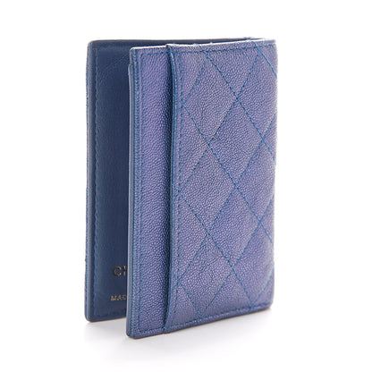 Chanel Iridescent Caviar Quilted Card Holder Wallet Dark Blue 2 of 6