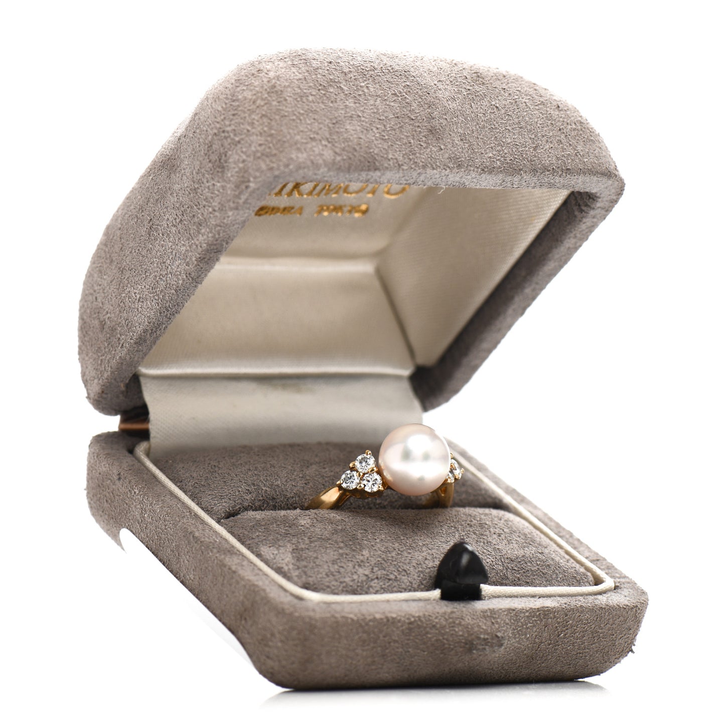 18K Yellow Gold Diamond Akoya Pearl 8.5mm Ring 49 4.75