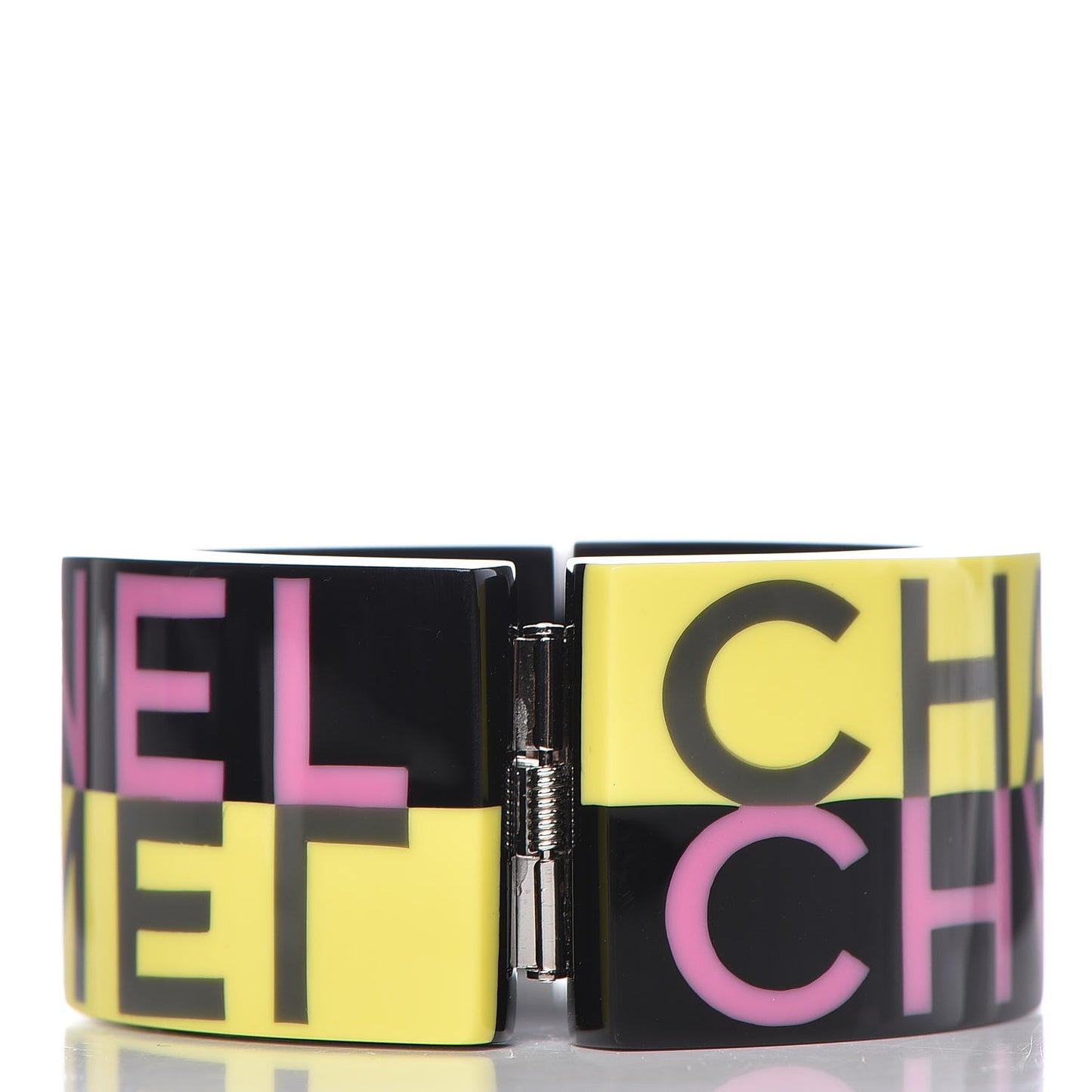 Resin CC Cuff Bracelet Black Yellow Pink