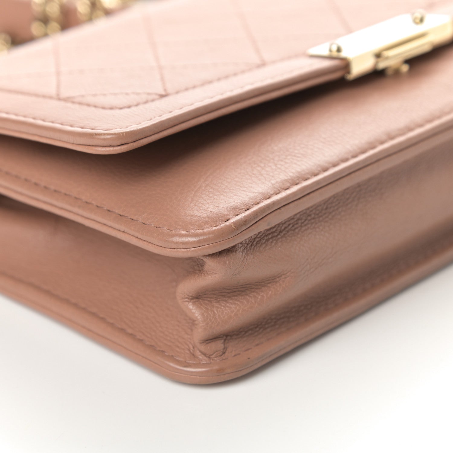 Chanel Grained Calfskin Quilted Label Click Flap Wallet On Chain WOC Pink 10 of 18