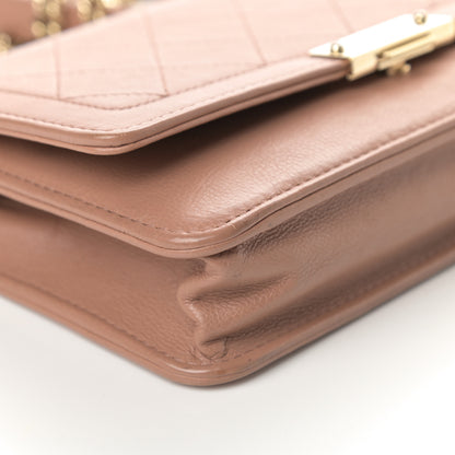 Chanel Grained Calfskin Quilted Label Click Flap Wallet On Chain WOC Pink 10 of 18