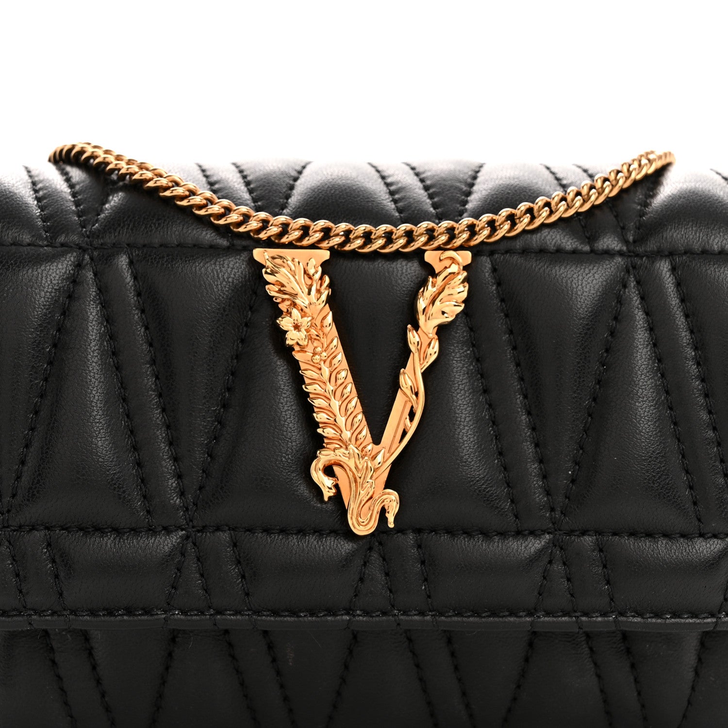 Versace Nappa Quilted Virtus Evening Bag Black 7 of 10
