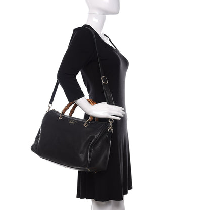 Gucci Calfskin Bamboo Medium Shopper Boston Black 2 of 13