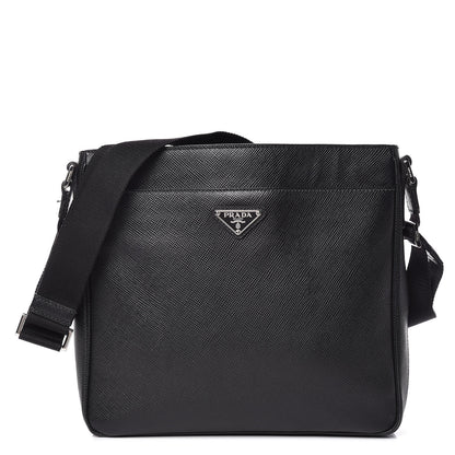 Prada Saffiano Cuir Flat Messenger Bag Black 1 of 11