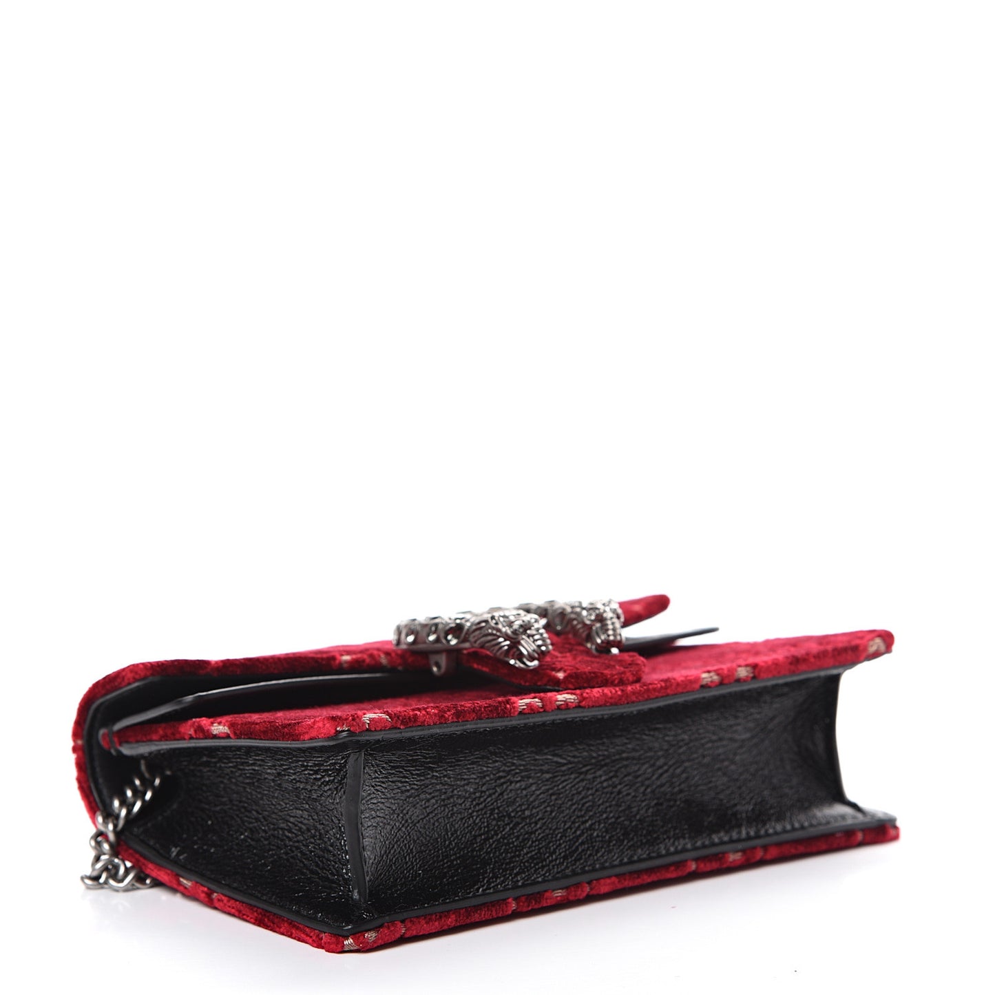 Velvet GG Monogram Super Mini Dionysus Shoulder Bag Red Cipria Black