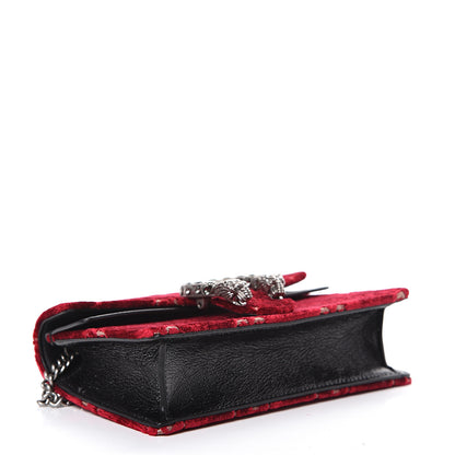 Gucci Velvet GG Monogram Super Mini Dionysus Shoulder Bag Red Cipria Black 3 of 9