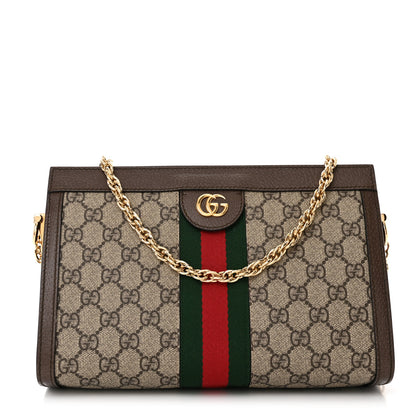 Gucci GG Supreme Monogram Web Small Ophidia Chain Shoulder Bag Brown 1 of 10