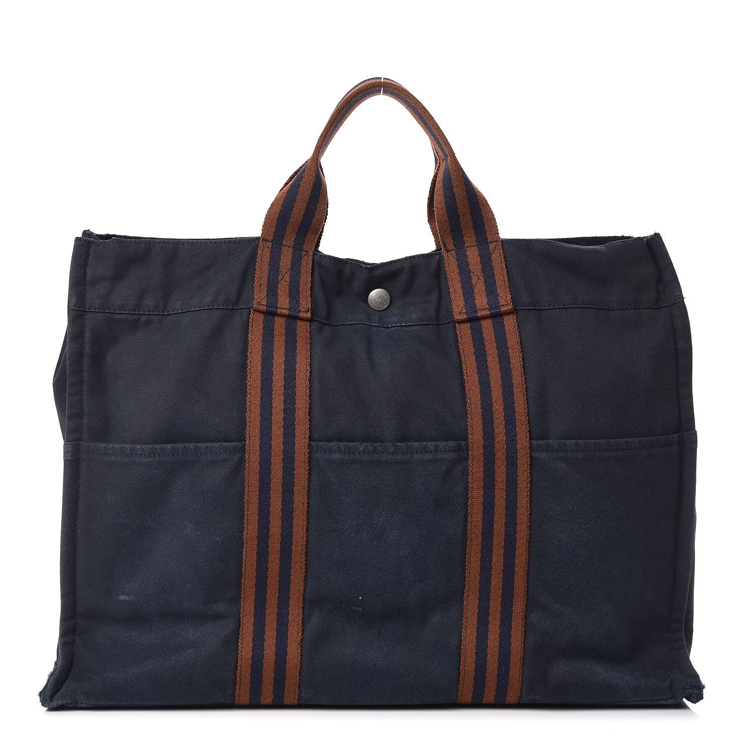 Hermes Canvas Fourre Tout MM Navy Brown 1 of 16