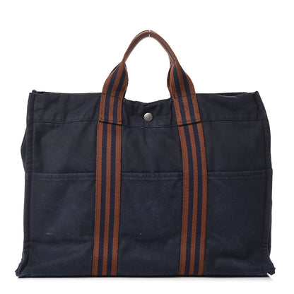 Hermes Canvas Fourre Tout MM Navy Brown 1 of 16