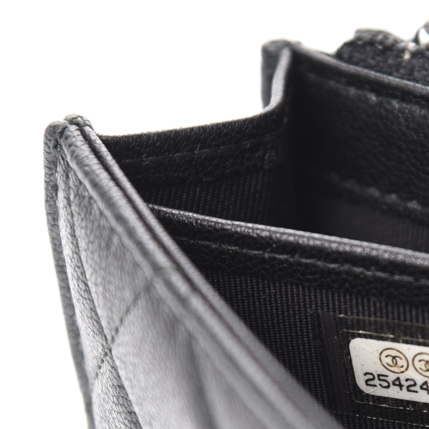 Chanel Goatskin Quilted CC Box Flap Wallet Black 8 of 9