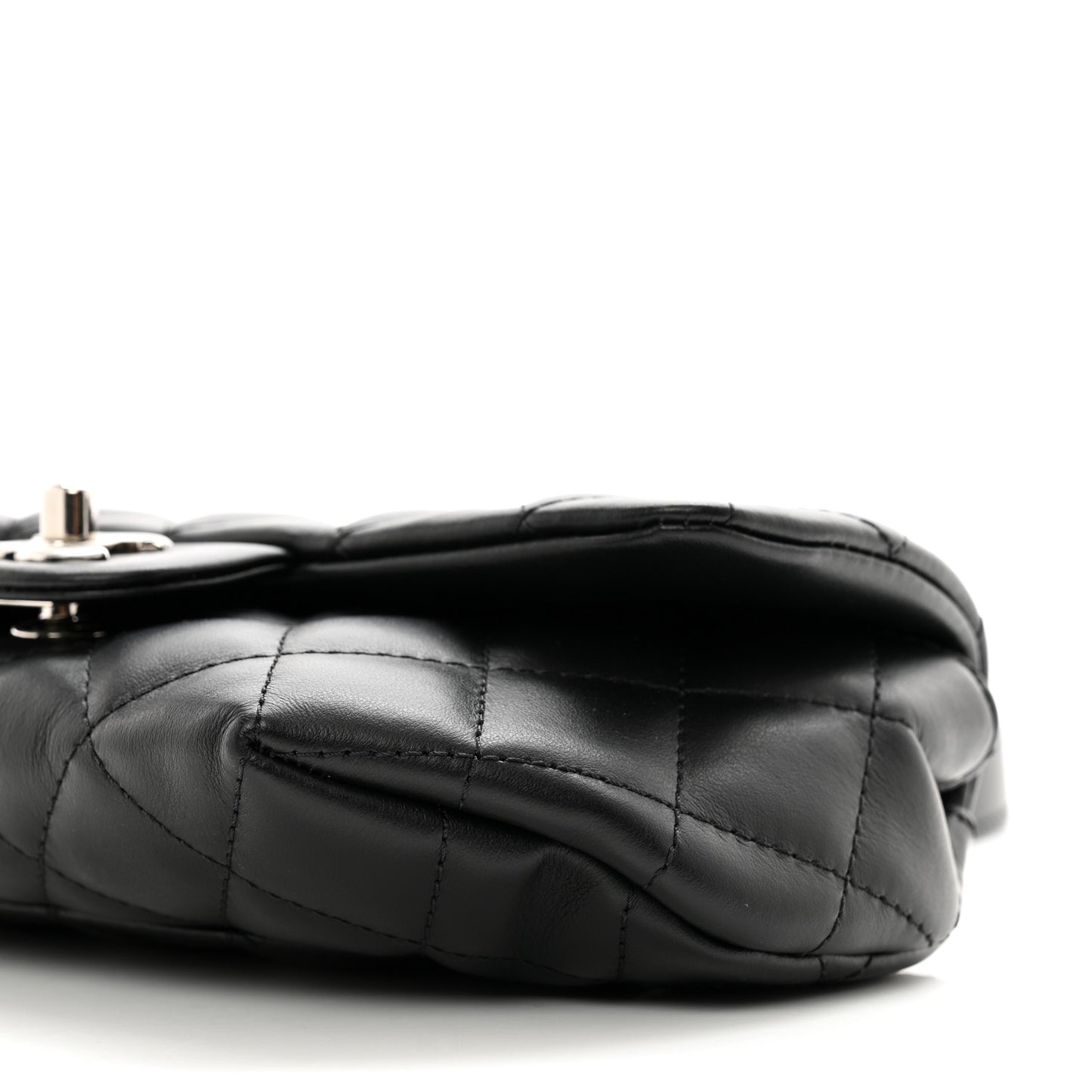 Calfskin Quilted CC Uniform Flap Belt Bag Black