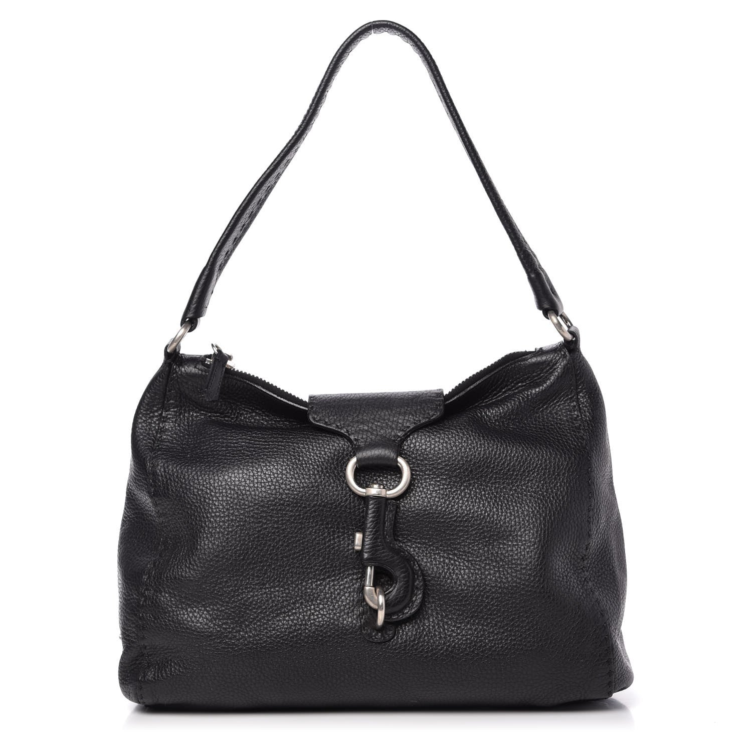 Prada Vitello Daino Shoulder Flap Bag Black 1 of 10