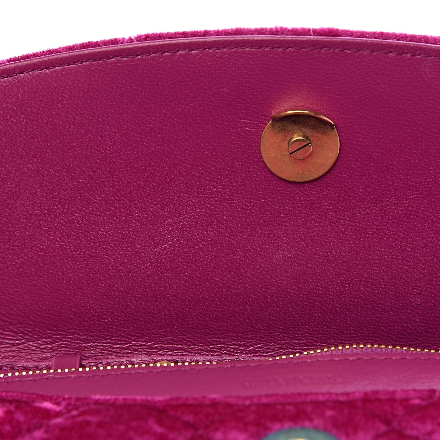 Crushed Velvet Crystal Mattress Quilted BB Wallet On Chain Fuchsia