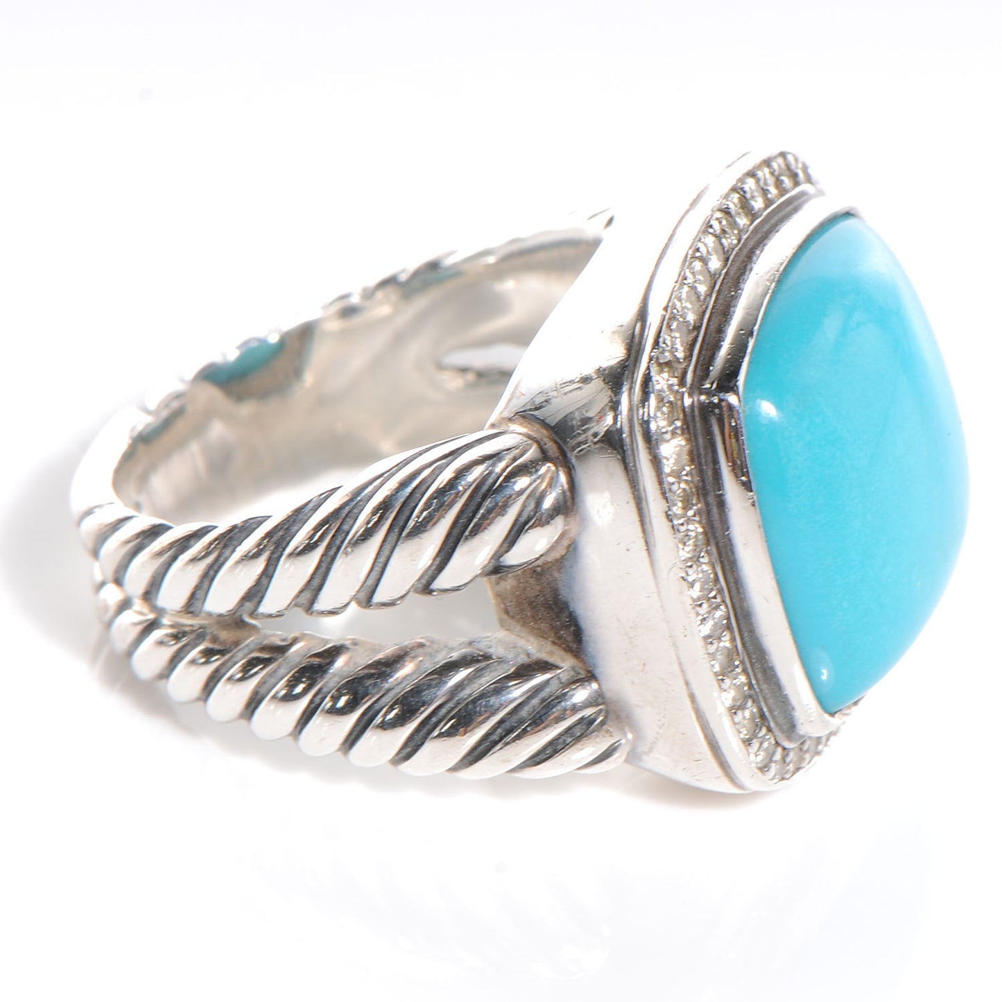 Sterling Silver Diamond Turquoise 14mm Albion Ring 54 7