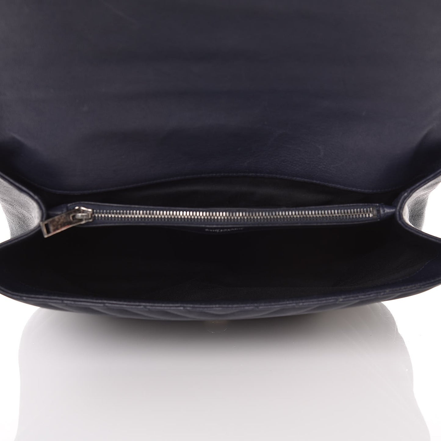 Sheepskin Matelasse Chevron Monogram Large College Satchel Navy Blue