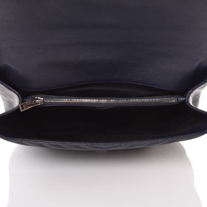 Saint Laurent Sheepskin Matelasse Chevron Monogram Large College Satchel Navy Blue 5 of 16