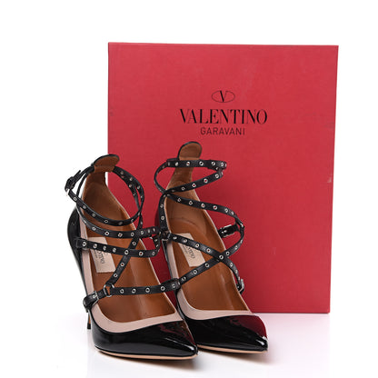 Valentino Garavani Patent Love Latch 100mm Pumps 37 Black Poudre 10 of 10