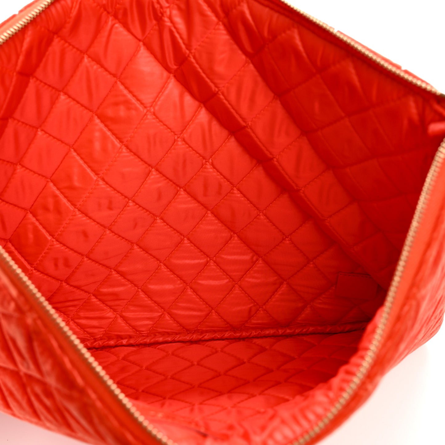 Velvet Quilted Large Chanel Cosmetic Case Orange