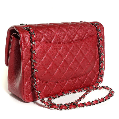 Chanel Pearly Caviar Quilted Jumbo Double Flap Dark Pink 3 of 9