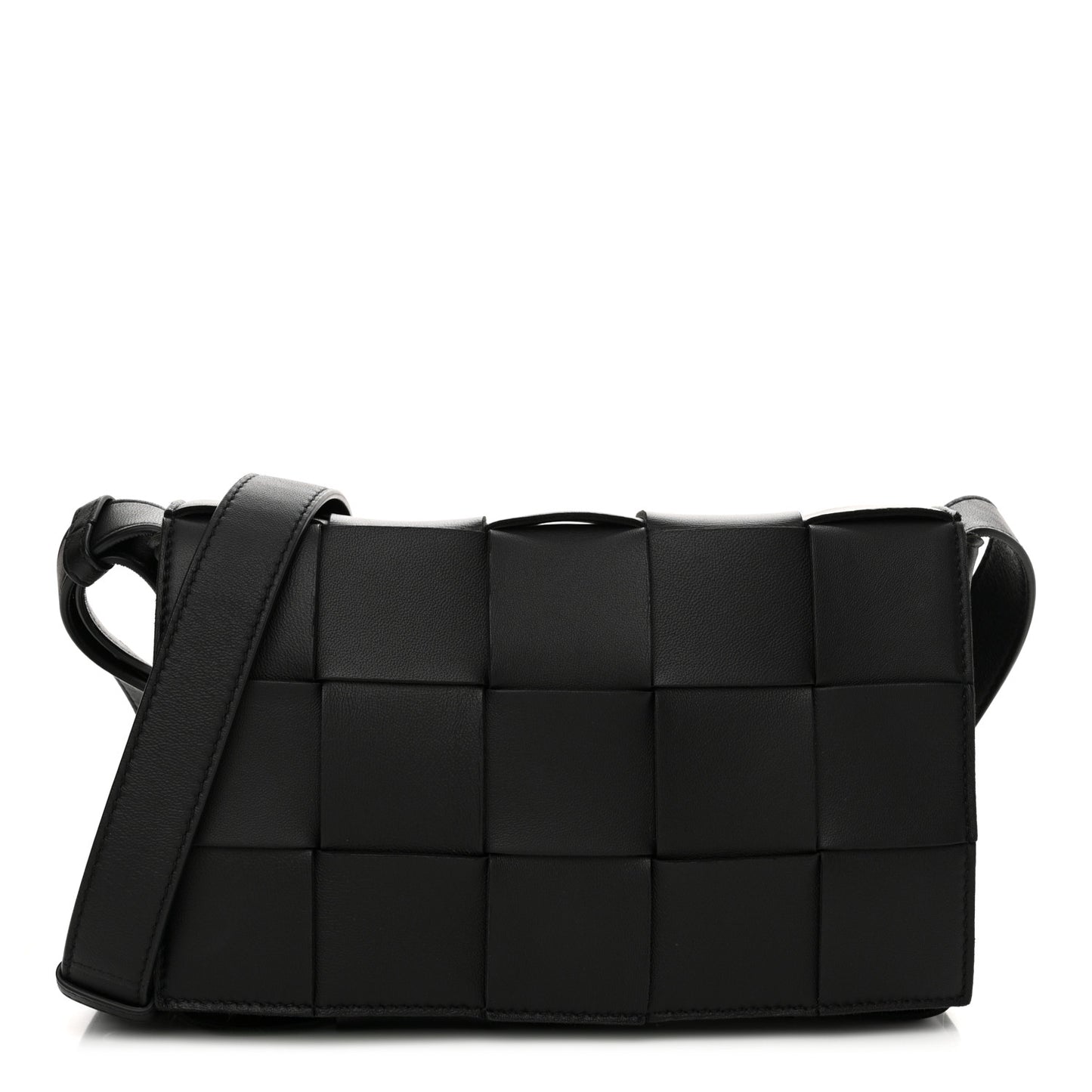 Lambskin Maxi Intrecciato Cassette Crossbody Bag Black