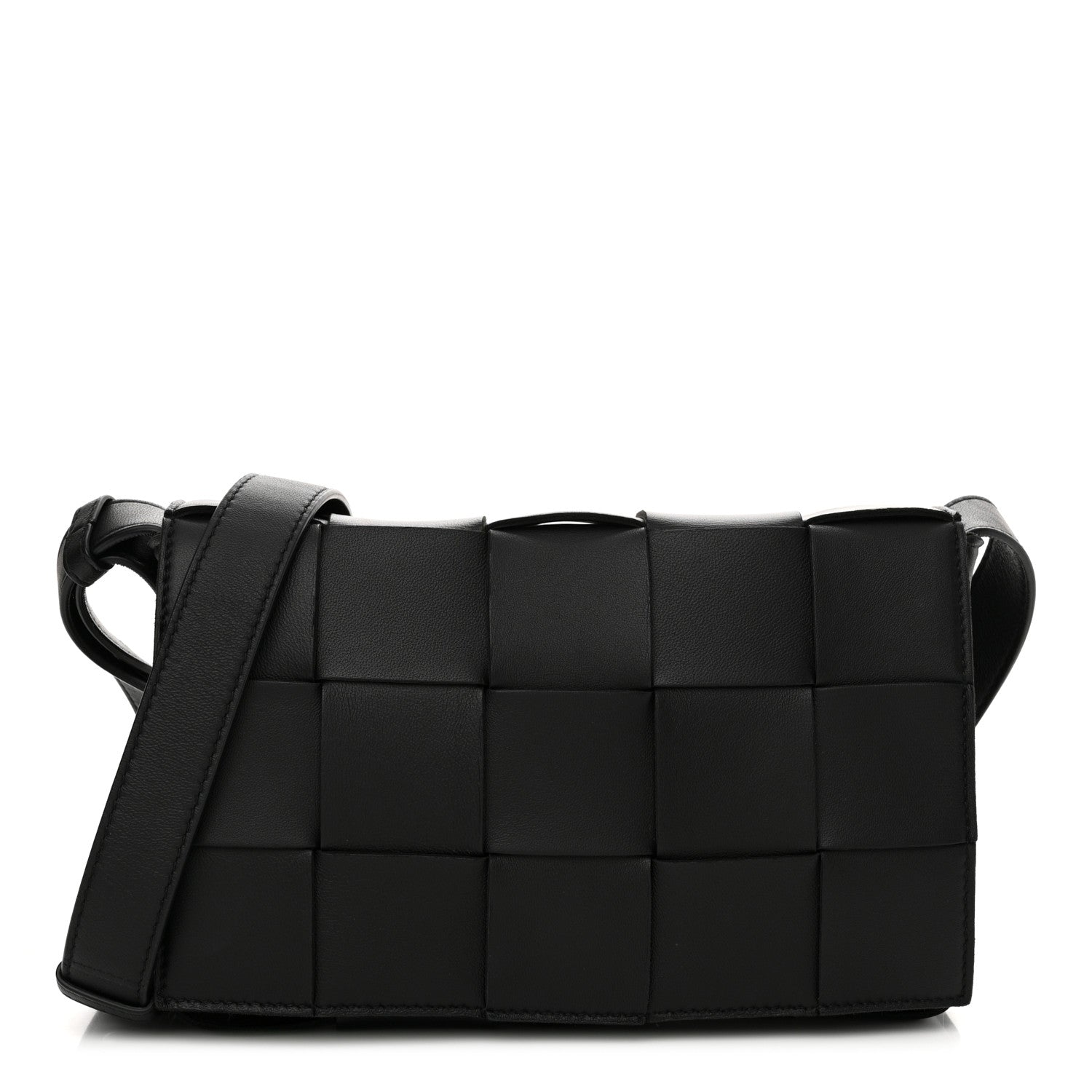 Bottega Veneta Lambskin Maxi Intrecciato Cassette Crossbody Bag Black 1 of 10