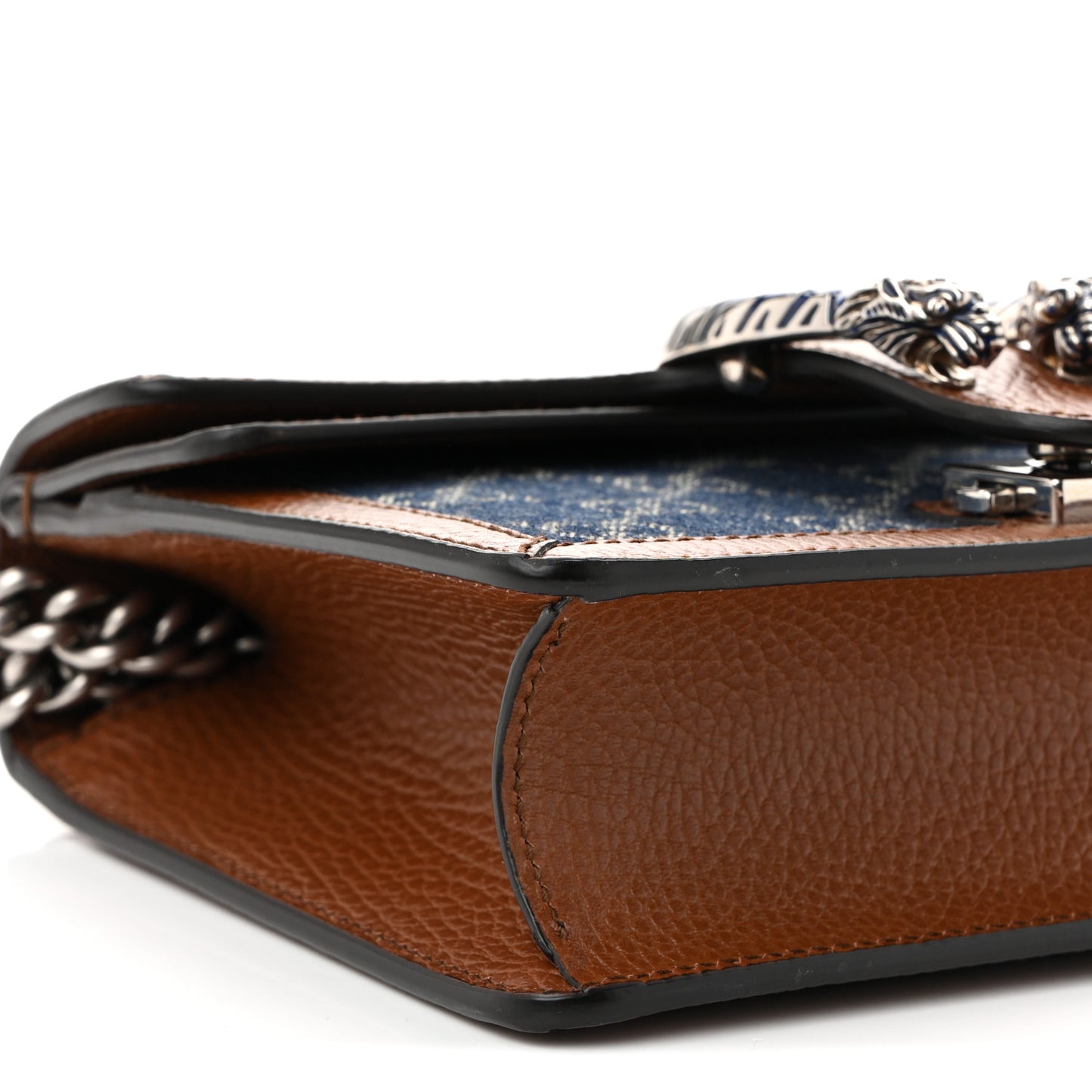New Denim GG Monogram Dollar Calfskin Enamel Mini Dionysus Shoulder Bag Blue Tea Cuir Epilog Electric Blue