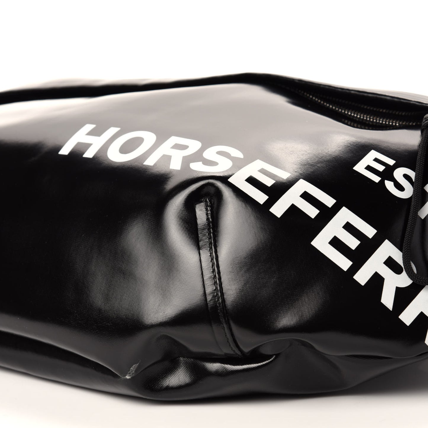 Coated Canvas Horseferry Print Extra Large Bum Bag Black