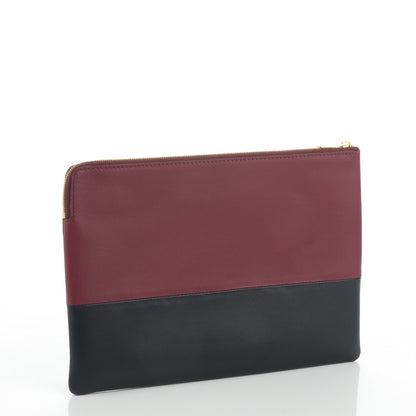 Celine Lambskin Bi-Color Solo Clutch Pouch Light Burgundy Navy 3 of 8