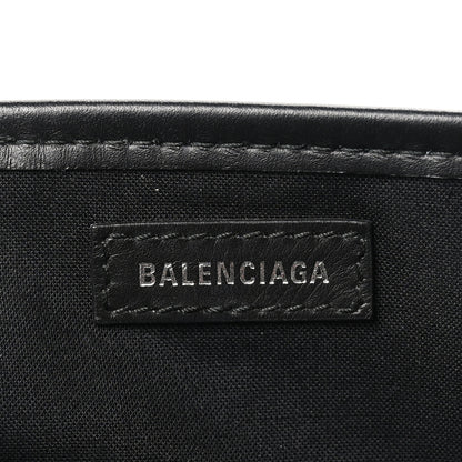 Balenciaga Cotton Canvas Calfskin Logo Print Navy Cabas XS Black White 7 of 11