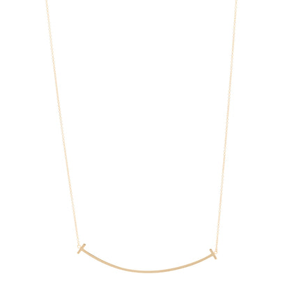 Tiffany 18K Yellow Gold Large T Smile Pendant Necklace 1 of 5
