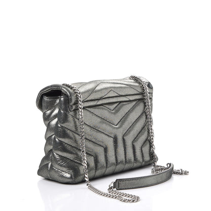 Saint Laurent Metallic Calfskin Y Calfskin Monogram Small Loulou Chain Satchel Dark Grey 3 of 8
