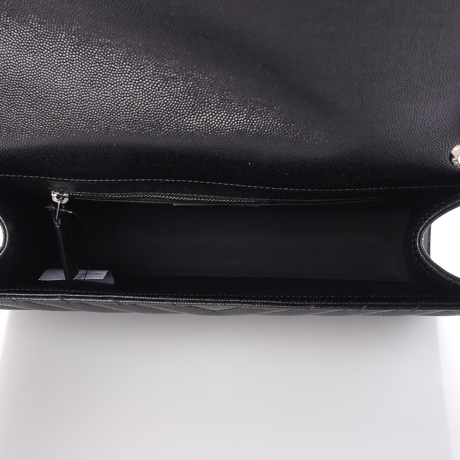 Saint Laurent Grain De Poudre Matelasse Chevron Large Monogram Satchel Black 5 of 7