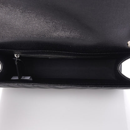 Saint Laurent Grain De Poudre Matelasse Chevron Large Monogram Satchel Black 5 of 7