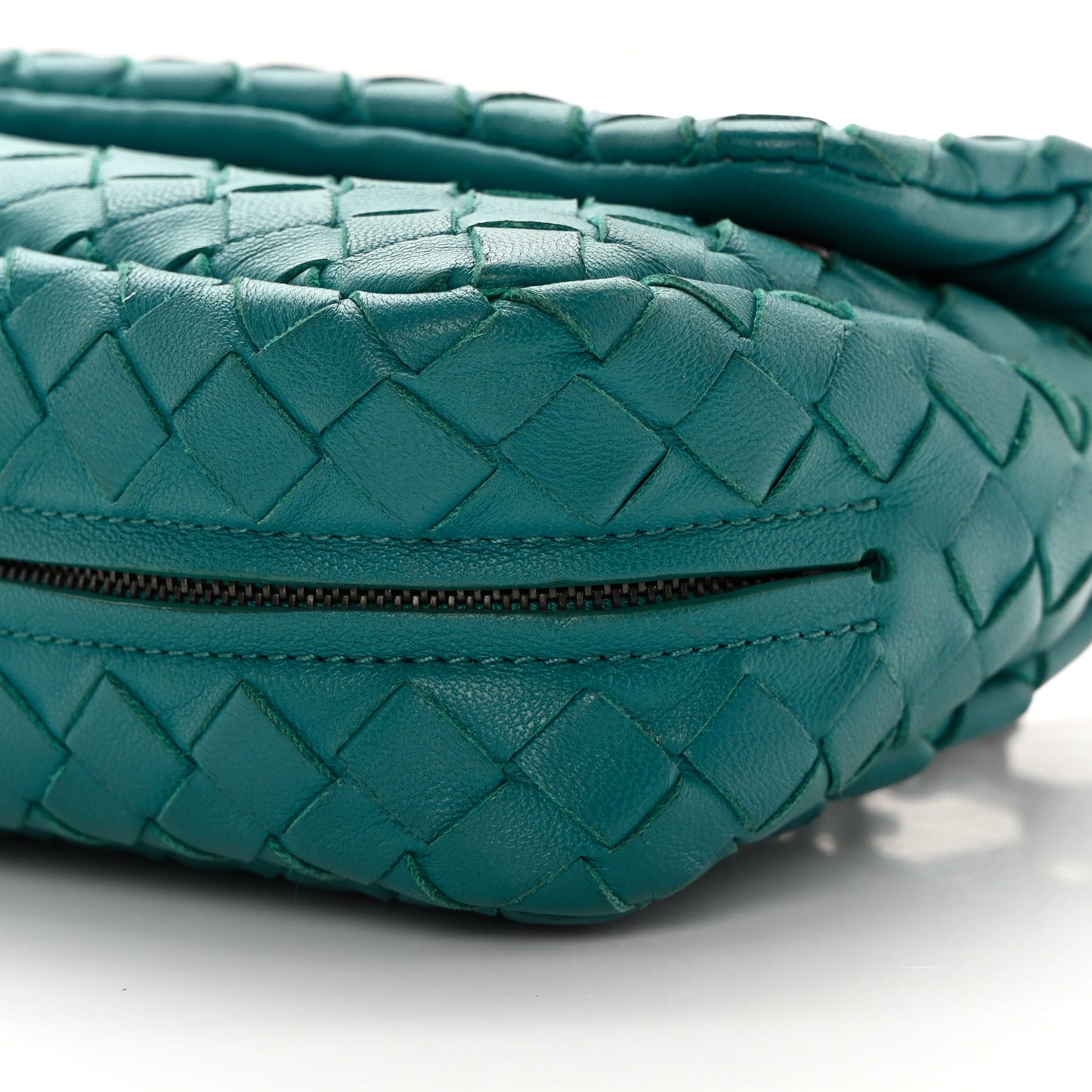 Nappa Intrecciato Small Chain Crossbody Teal