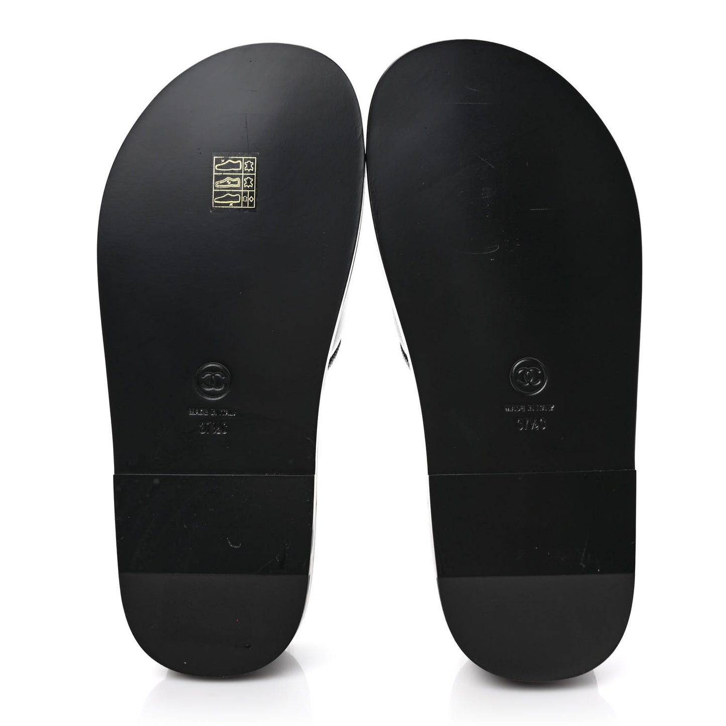 Lambskin Cha-Nel Mule Sandals 37.5 Black Multicolor