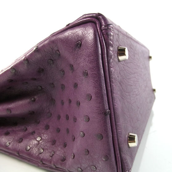 Ostrich Kelly 28 Handbag Violet