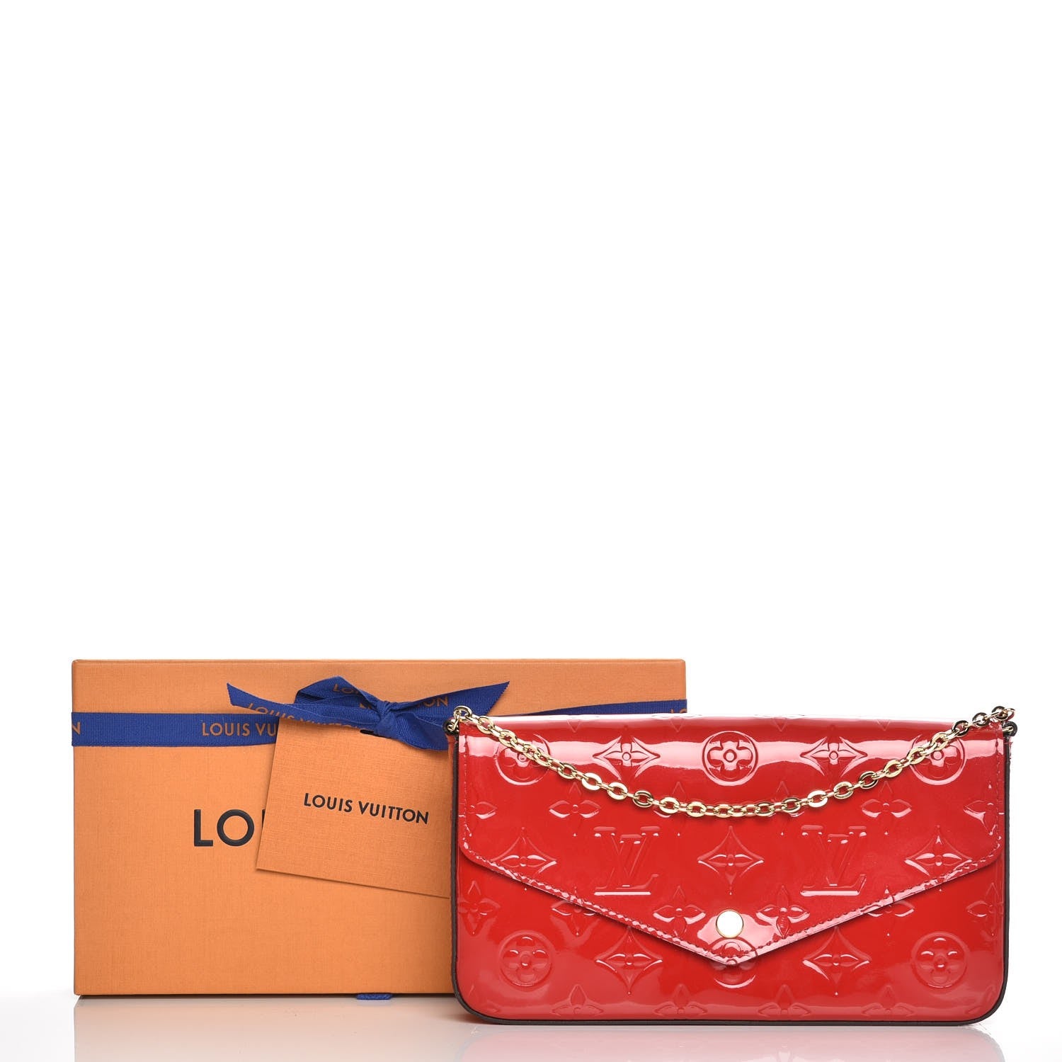 Louis Vuitton Vernis Felicie Pochette Chain Wallet Cherry 9 of 9
