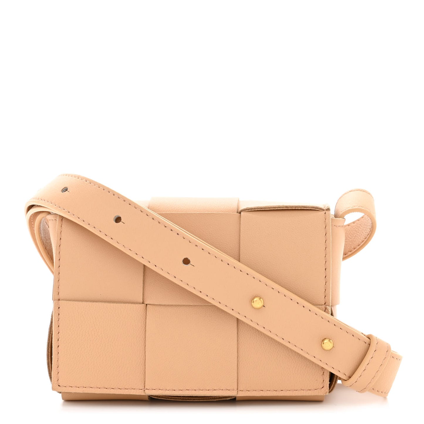 Lambskin Maxi Intreccio Candy Cassette Crossbody Bag Almond