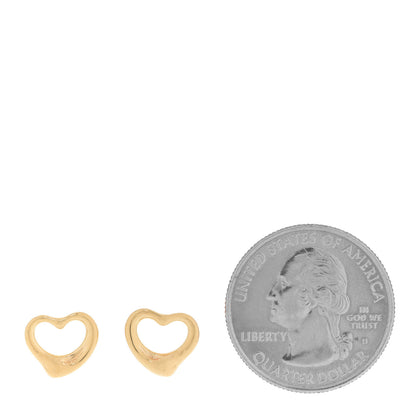 Tiffany 18K Yellow Gold 11mm Elsa Peretti Open Heart Earrings 2 of 4