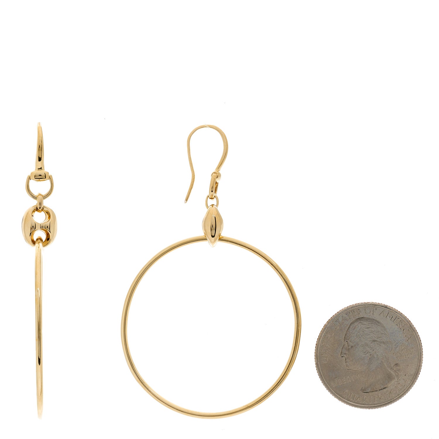 Gucci 18K Yellow Gold Marina Hoop Earrings 2 of 5