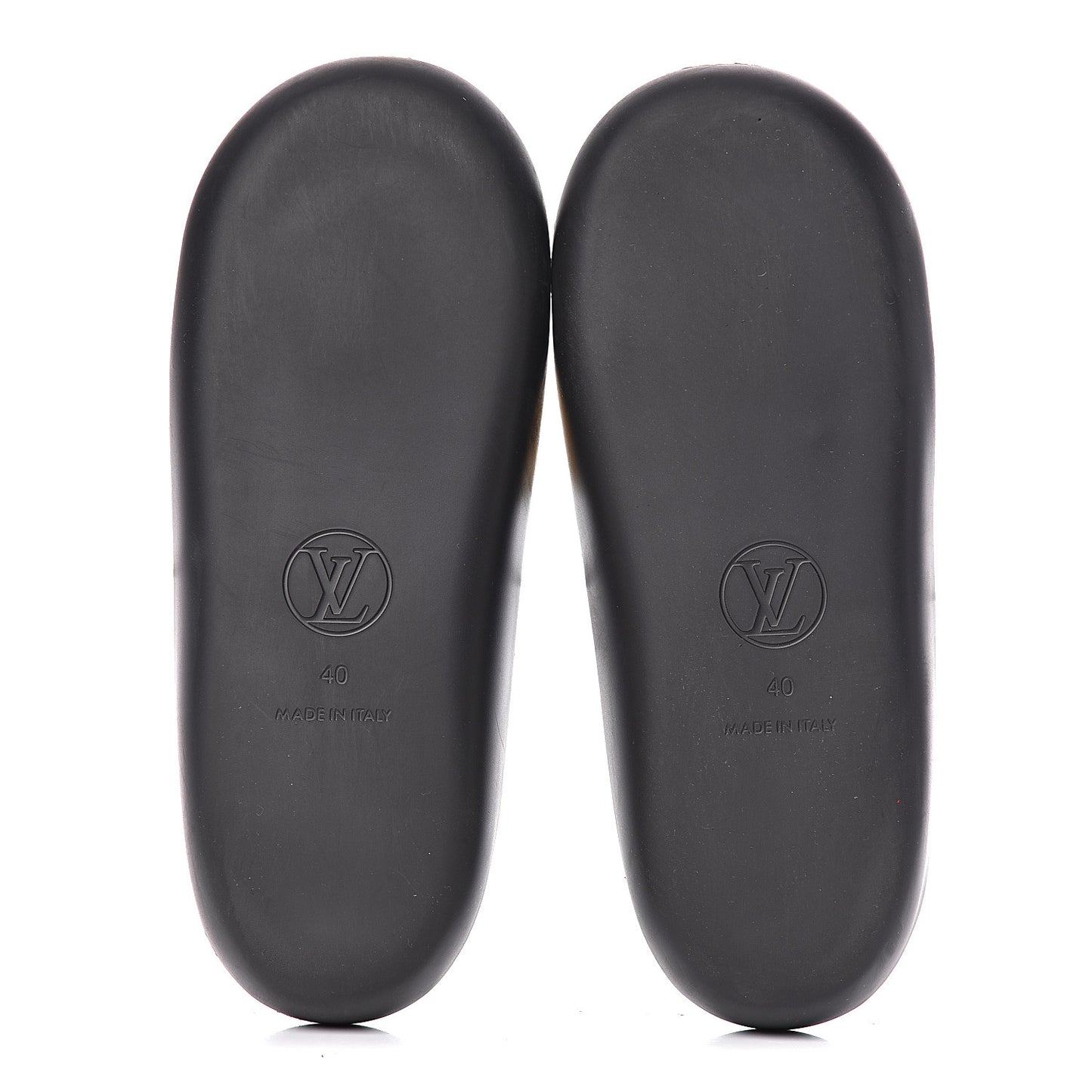 Calfskin Monogram Metallic Sunbath Slide Sandals 40 Gold