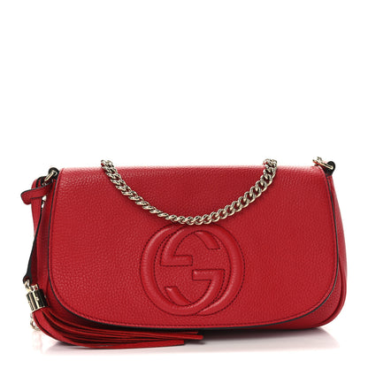 Gucci Pebbled Calfskin Medium Soho Flap Crossbody Vibrant Red 1 of 10