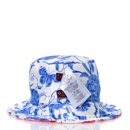 Gucci Silk Monogram Bob Reversible Flora Bucket Hat with Pouch  Pink Blue White 13 of 16