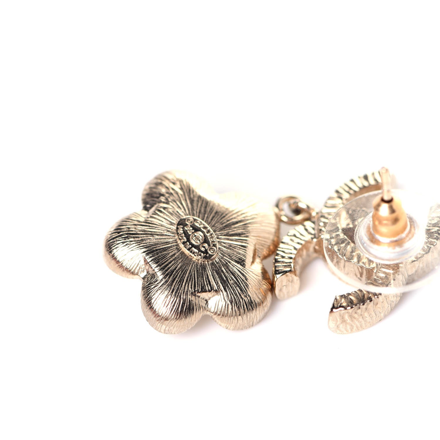 Chanel Pearl Camellia CC Drop Earrings Gold 5 of 5