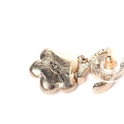 Chanel Pearl Camellia CC Drop Earrings Gold 5 of 5